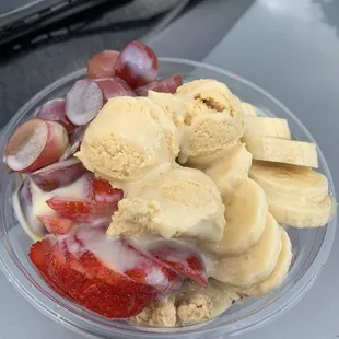 Medium Pitaya Bowl with Bananas, Strawberries, Grapes, Cookie Dough &amp; Condensed Milk