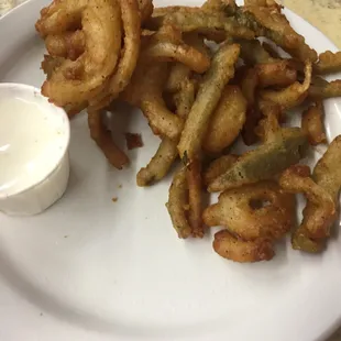 Texas Toothpicks.  (Breaded onions and jalapeños)