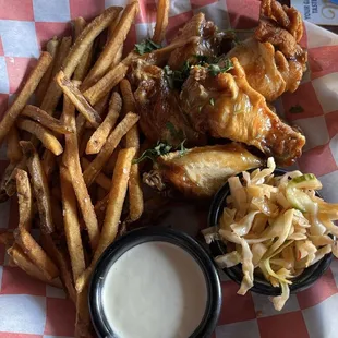Asian Wings with fries
