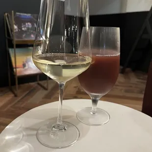 Chardonnay and a non-alcoholic drink