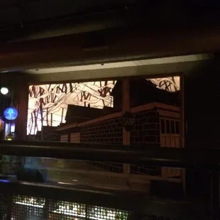 a view of a building through a window