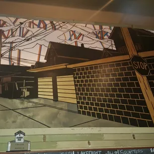 Local artwork waaaay above the bar.