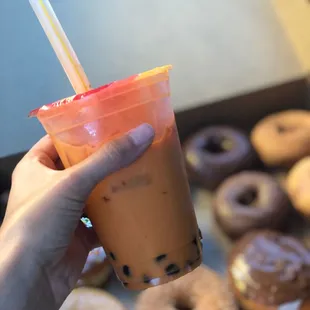 Iced Thai Tea with Boba