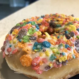 Fruity Pebble donut. Yabba Dabba Do!