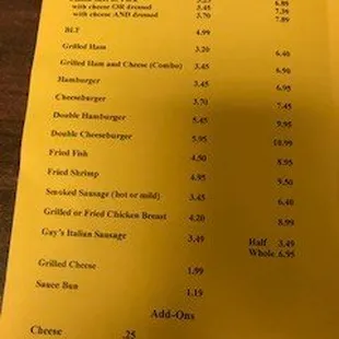 menu