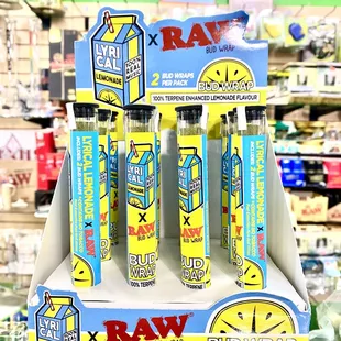 RAW x Lyrical Lemonade Bud Wrap contains no Tobacco 2 Bud Wrap per Pack 100% Terpene Enhanced Lemonade Flavor