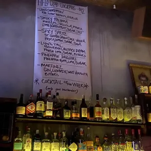 Cocktail menu