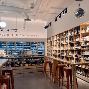 shelves full of liquor bottles