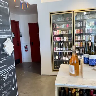 bottles of wine on display