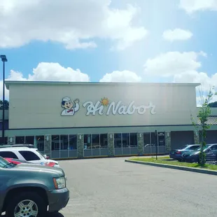 a car parked in front of the store