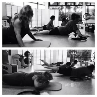 Mat class performing Swan Dive Prep.