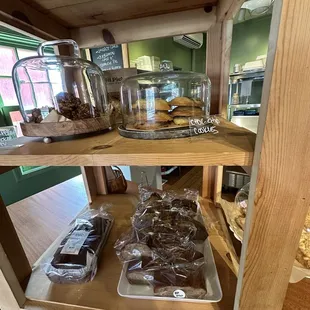 Baked goods for sale on display