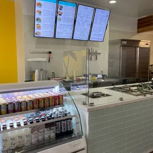 the counter area of a restaurant