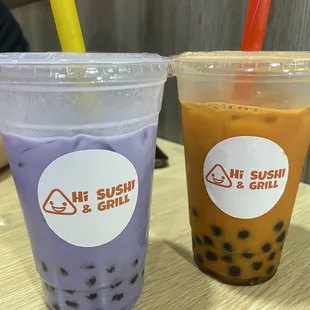 Taro bubble tea and Thai bubble tea