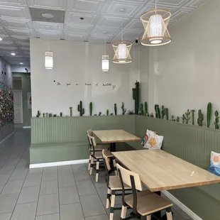 tables and chairs in a restaurant