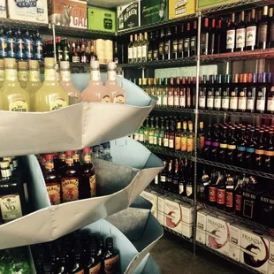 a display of alcohol bottles