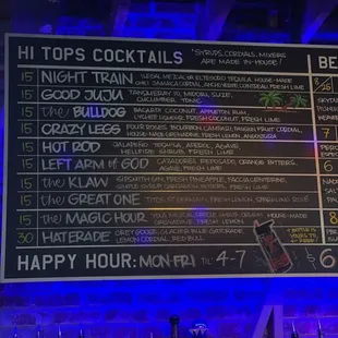 Drink menu