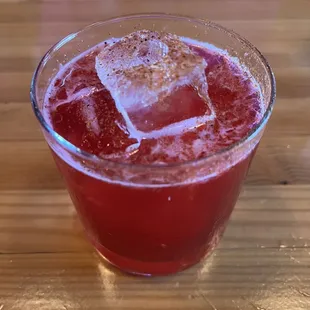 a close up of a drink in a glass