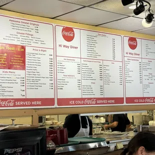 a menu on the wall