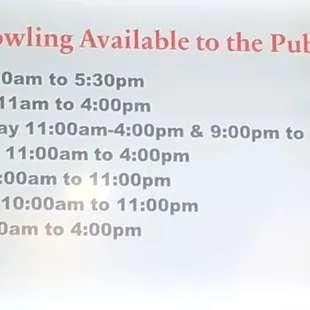 Open Bowl Times as of 2/25/23.