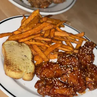 two plates of food on a table
