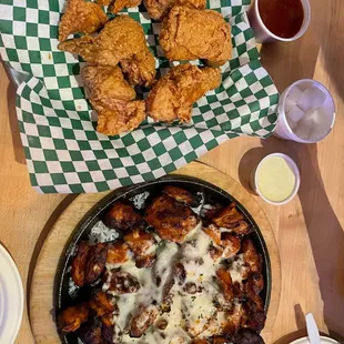 Half Korean Style Fried Chicken with 1 Sauce Hot Chicken with Cheese