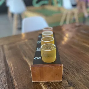 a row of beer glasses
