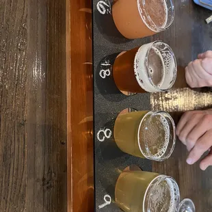 Flight of pink lemonade, choco wow, old north, Italian pils.