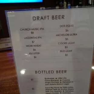 Some of the beer prices.