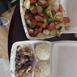 Hibachi Chicken, Steak &amp; Shrimp with Veggies