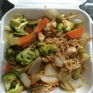 Chicken soba with extra vegetables (take out)