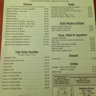 menu