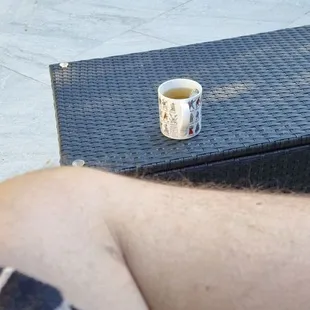 Good Morning All  Mint tea on the terrace before early morning brisk walk. And it's partly cloudy in the sky.