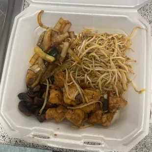 a close up of a take out container