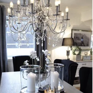 a chandelier and candles