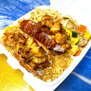 a close up of a take out container of food