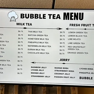Drink menu