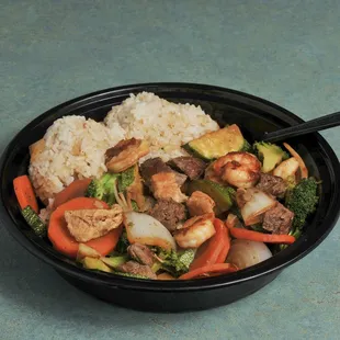 Freshly made to order Hibachi Steak, Shrimp and Chicken. Always cooked with fresh vegetables