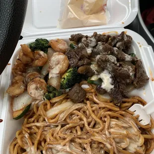 Teriyaki Steak and Shrimp with Noodles