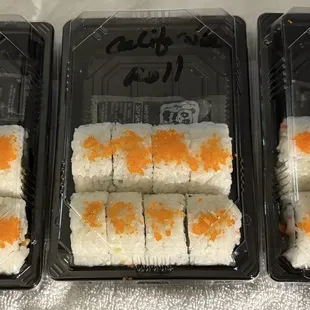 California Rolls &amp; Shrimp Tempura Rolls.