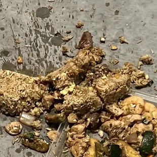 a pile of food on the ground