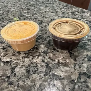 Yum yum sauce and a ginger teriyaki sauce