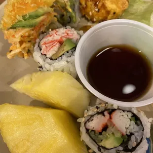 Sushi and fresh fruit