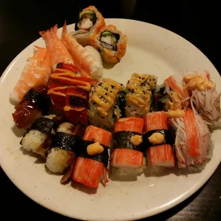 a variety of sushi on a plate
