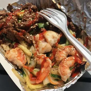 Beef and shrimp combo - $13.50