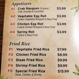 Updated Menu &amp; Prices as of July 2019.