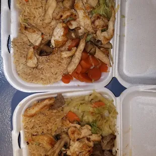 Chicken hibachi and chicken and steak hibachi.