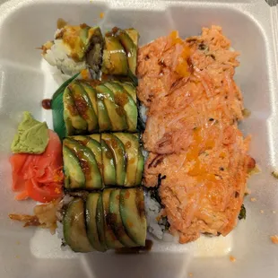 Volcano and Dragon rolls to go
