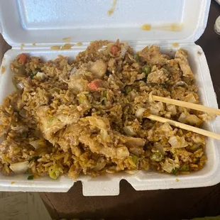 Chicken Fried Rice with some sauce I added.