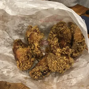 fried chicken in a paper bag